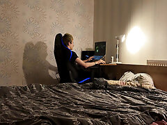 Wink saw his friend's erect cock, could not resist and gave a throat blowjob after which Twink's ass was fucked and cummed