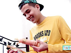 Skinny Brunette Xander H Pokes Hiss Pink Butt Hole And Cums!