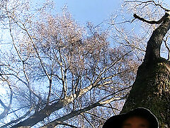 Outdoor Solo in the forest - man enjoys himself while cycling