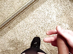 Hot boy in stockings and sneakers squirts nylons full