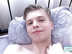 Slender Blonde Twink James T Strokes His Hard Cock And Cums!
