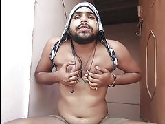 Desperately masterbating my hard dick with peeing hornyer