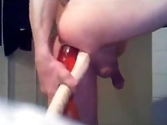 Round Ass Twink Sticking Two Dildos up His Pooper