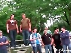 College Twinks Having a Nude Pledge Contest