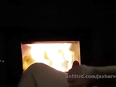 Moaning and Edging My Thick Cock with the Fire Going
