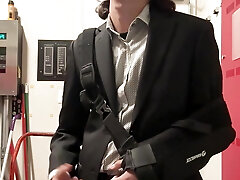 Amateur Twink Jerks and Cums in Church Closet