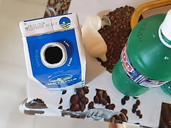 Dad storing his load in condom inside amigo.de let milk carton