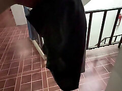 Secretly took friend underwear outside to the hand job and cum.