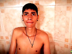 Hot Skinny Twink Jerking His Big Cock in the Shower Shooting His Thick Cum